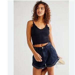 NWT Free People One Teaspoon STREET WALKER Denim Shorts $118 Size 24 Fox Black